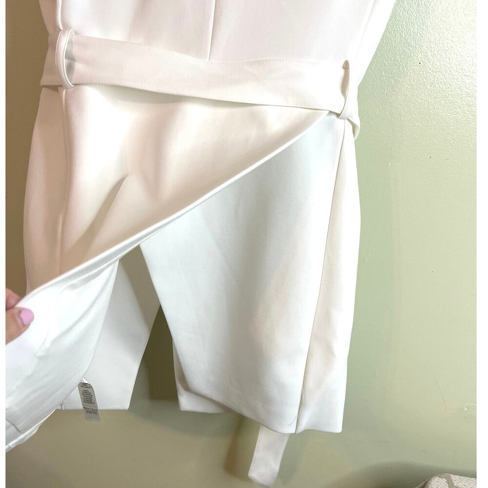 White House Black Market Sleeveless Double-Breasted Belted Topper, Ecru,Size 4 - Picture 8 of 12